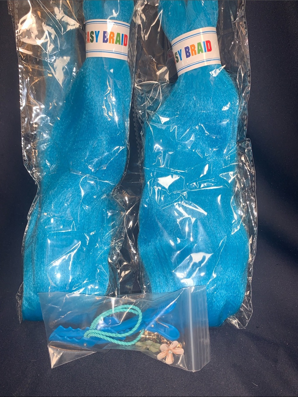 Bright Blue Easy Brand Braids- 2 Pack